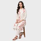 Women's Fuchsia Mandarin Collar Floral Printed Kurta, रानी (फ्यूशिया), small