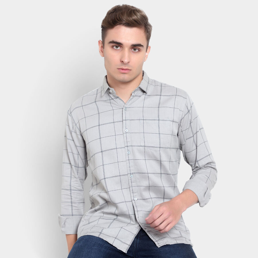 Checks Cotton Casual Shirt, Light Grey, large image number null