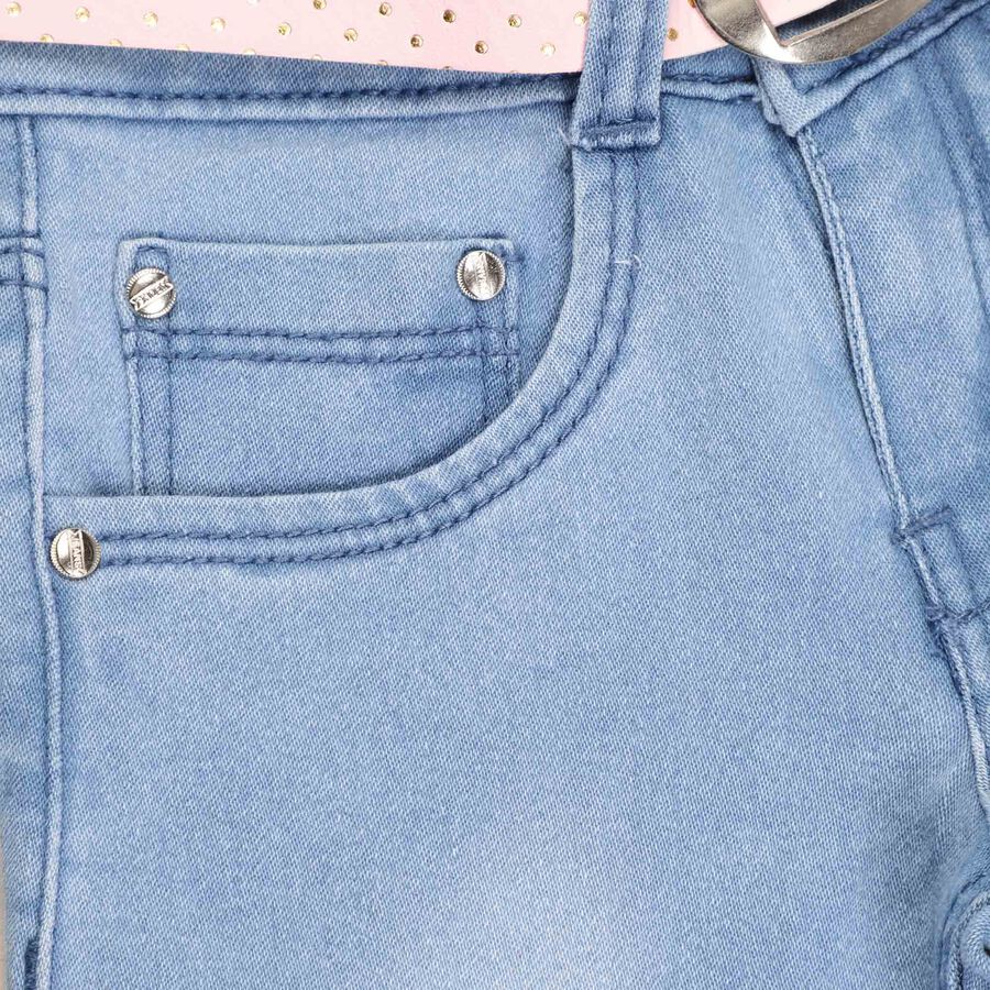 Girls Embellished Jeans, Light Blue, large image number null