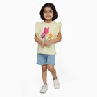 Girls Light Yellow Cotton Round Neck Casual T-Shirt, पीला, small image number null