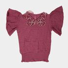 Girls Purple Round Neck Casual T-Shirt, Purple, small