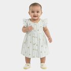 Infants' White and Light Green Lemon Print Ruffle Sleeve Cotton Frock, Light Green, small