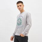 Men's Light Grey Crew Neck Casual Printed Sweatshirt, Light Grey, small image number null