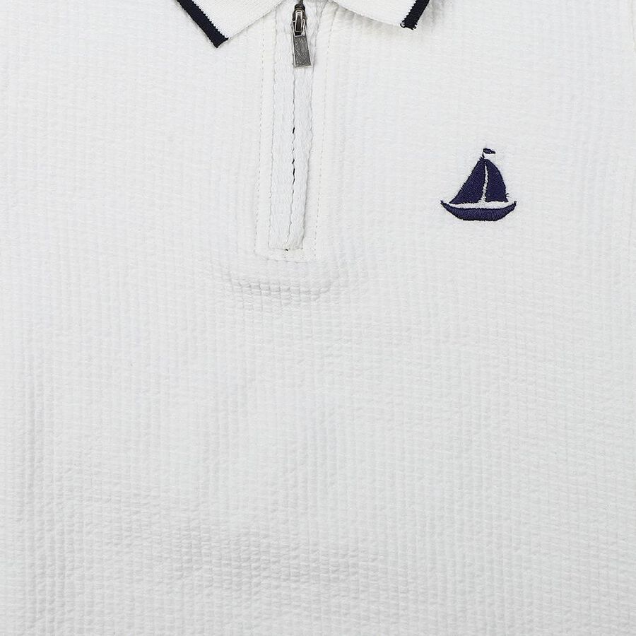 Boys White Polo Neck Polo Boys T-Shirt, ऑफ व्हाइट, large
