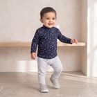 Infants Navy Blue Cotton High Neck Regular T-Shirt, Navy Blue, small