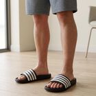 Men's Black Striped Slip-On Sliders, Black, small