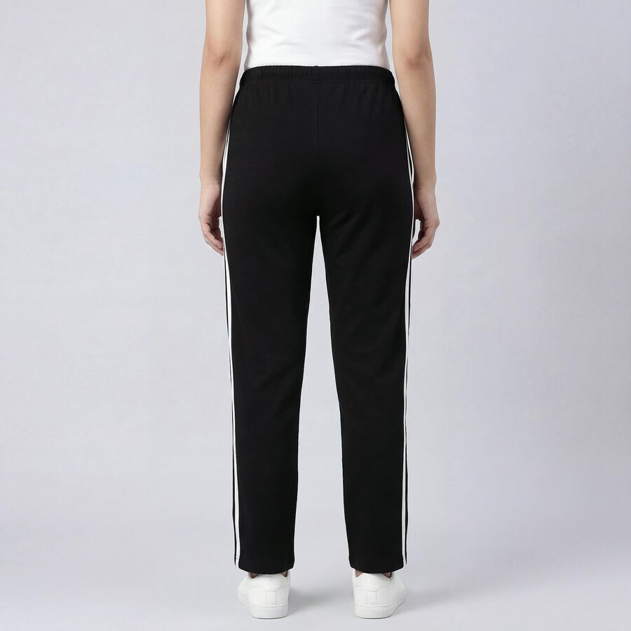 Women's Black Regular Fit Cuffed Track Pants, Black, large