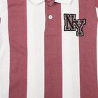 Boys Pink Cotton Polo Neck Striped T-Shirt, Pink, small