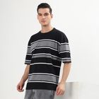 Men's Round Neck Half Sleeves T-Shirt, Black, small