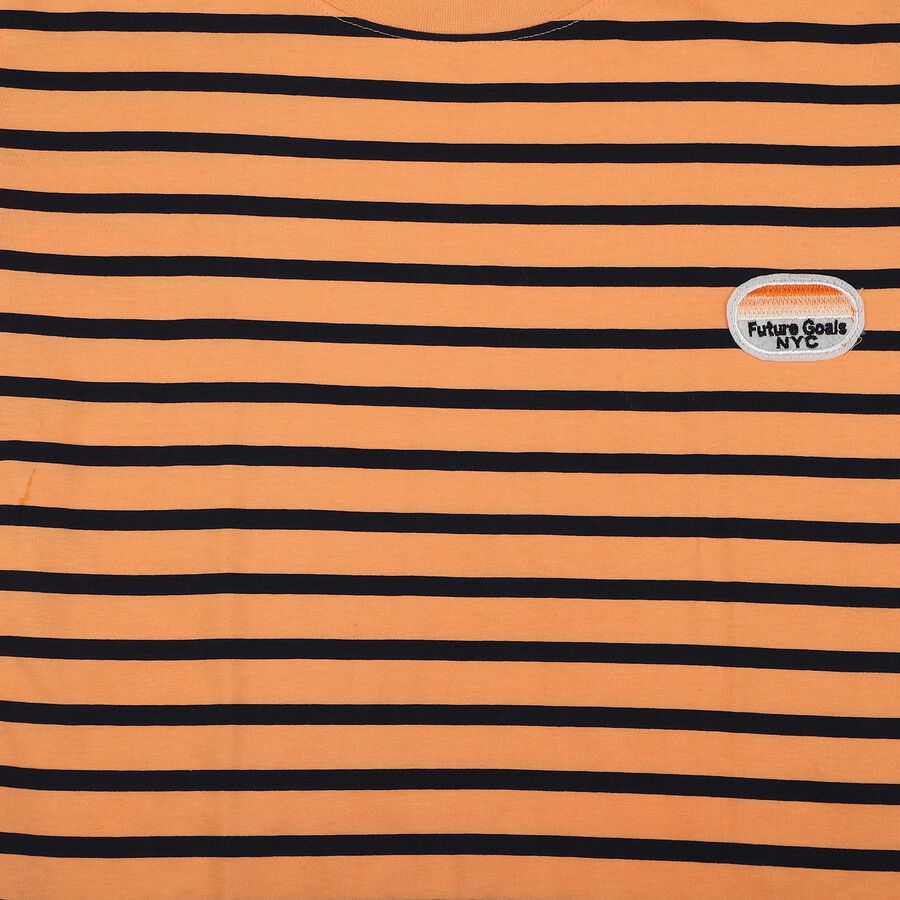 Boys Peach Cotton Casual Boys T-Shirt, Peach, large