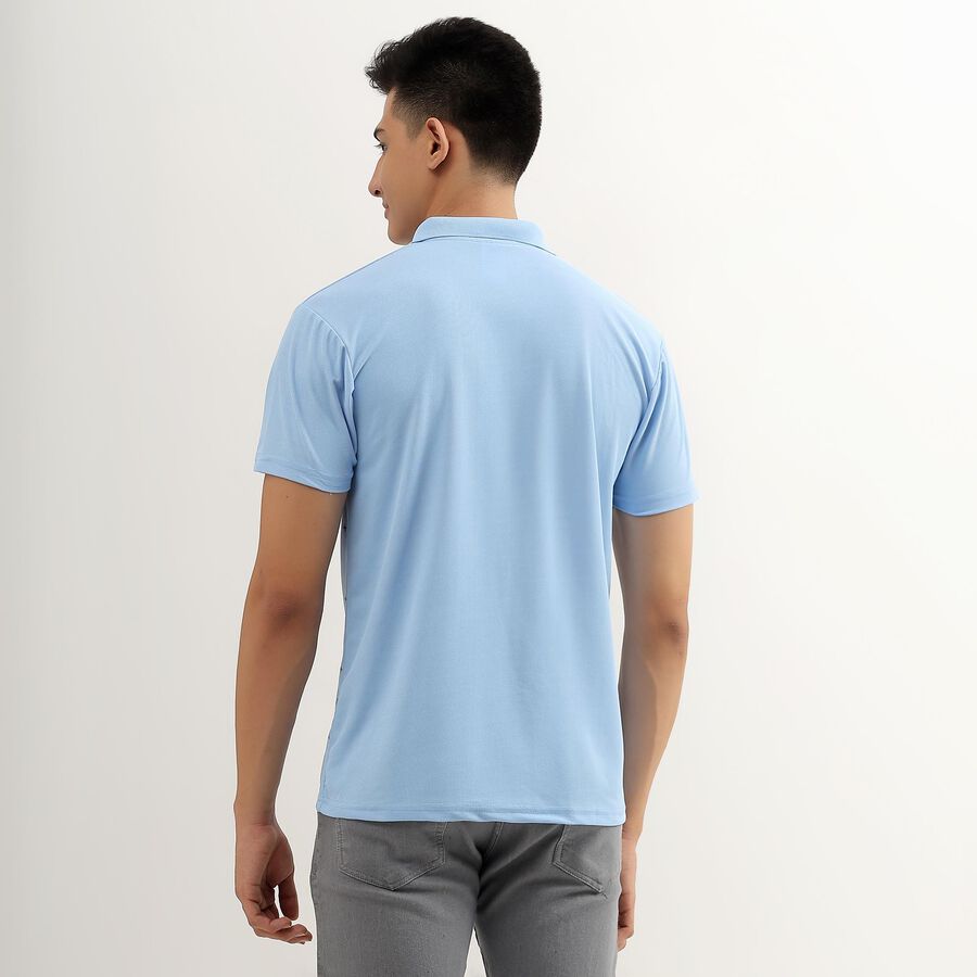 Men's Light Blue Polo Neck Slim Fit T-Shirt, Light Blue, large image number null