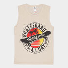 Boys Round Neck T-Shirt, Beige, small image number null
