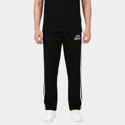 Men's Black Regular Fit Drawstring Track Pants