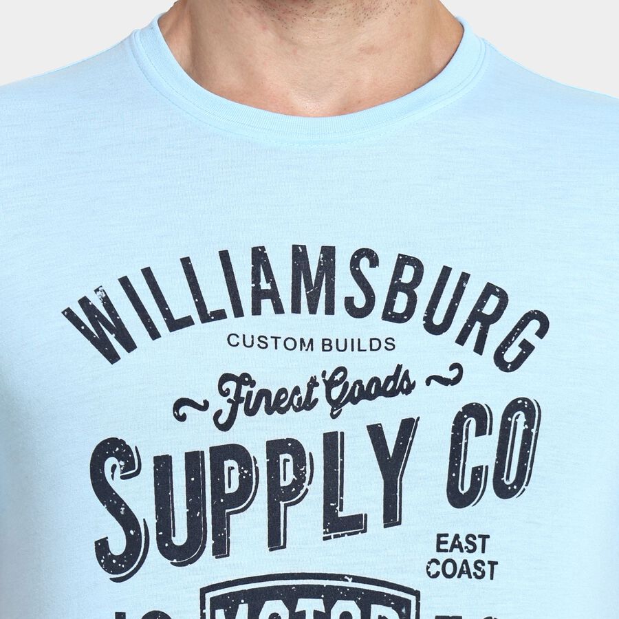 Men's Round Neck Half Sleeves T-Shirt, Sky Blue, large image number null