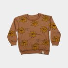 Boys' Beige Round Neck Pullover Sweatshirt, गहरा पीला, small