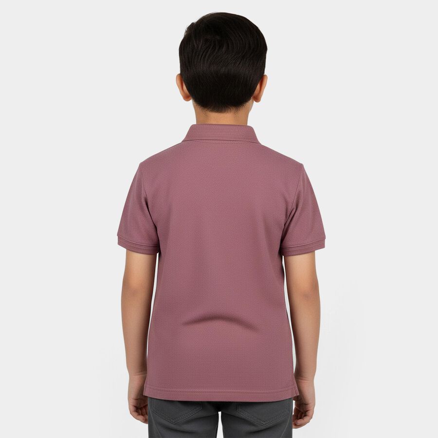Boys Pink Round Neck Casual Half Sleeve T-Shirt, गुलाबी, large
