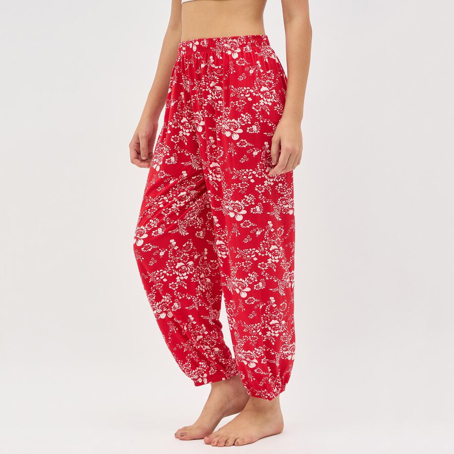 Women's Red Balloon Fit Printed Jogger Harem Pants, Red, large image number null