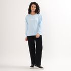 Women's Light Blue Crew Neck Casual Sweatshirt, हल्का नीला, small image number null