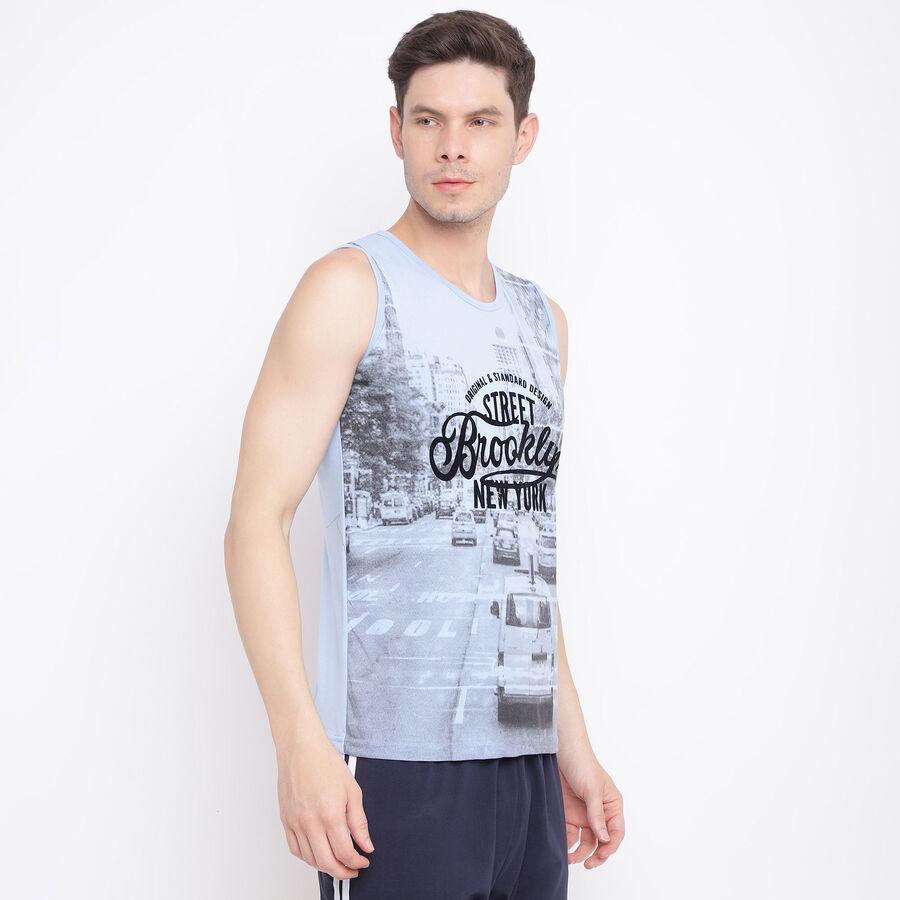 Printed Sleeveless T-Shirt, Light Blue, large image number null