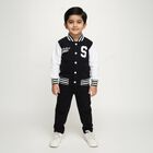 Boys' Navy Varsity Collar Embroidered Baba Suit, Navy Blue, small image number null