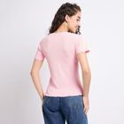 Ladies' Round Neck T-Shirt, Pink, small