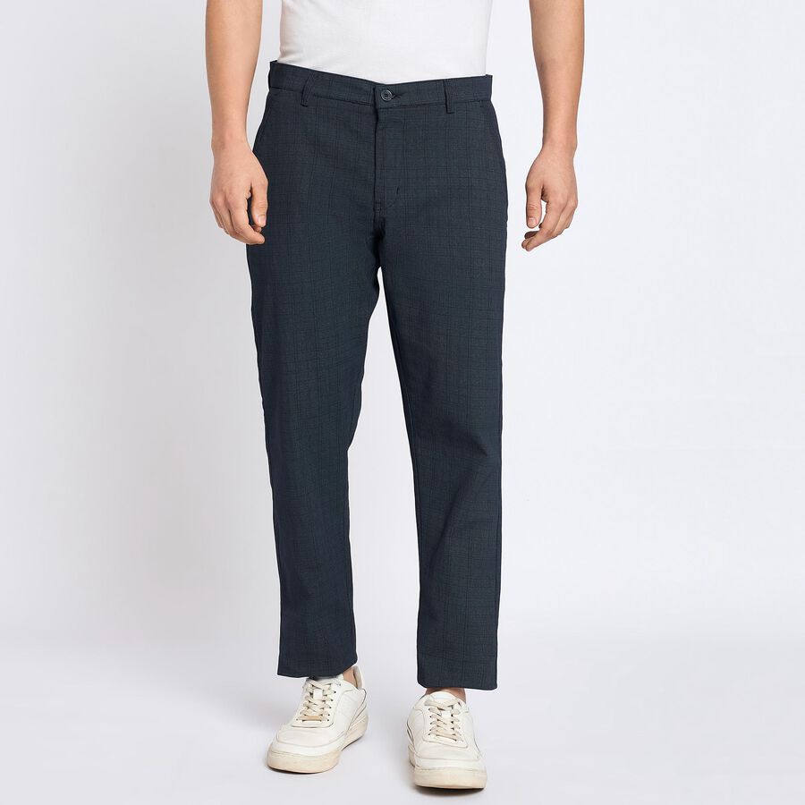 Men's Slim Fit Casual Trousers, नेवी ब्लू, large image number null