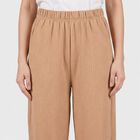 Women's Beige Relaxed Fit Ribbed Harem Pants, गहरा पीला, small