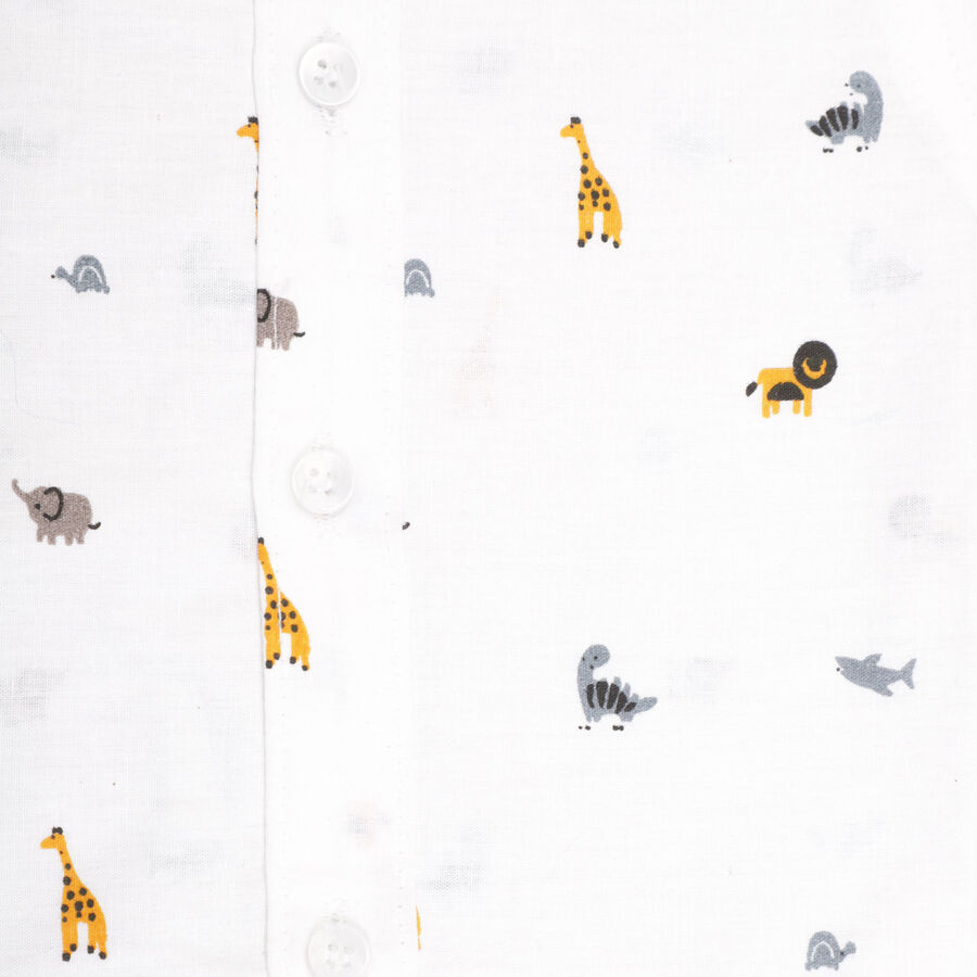 Infants Cotton Printed Casual Shirt, White, large image number null