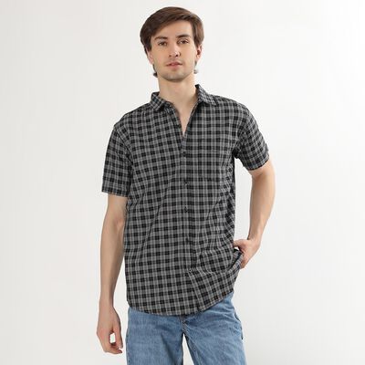 Men's Dusty Charcoal Black Cotton Classic Casual Shirt