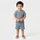 Infants' Light Blue 100% Cotton Round Neck Embroidered Baba Suit, Teal Blue, small