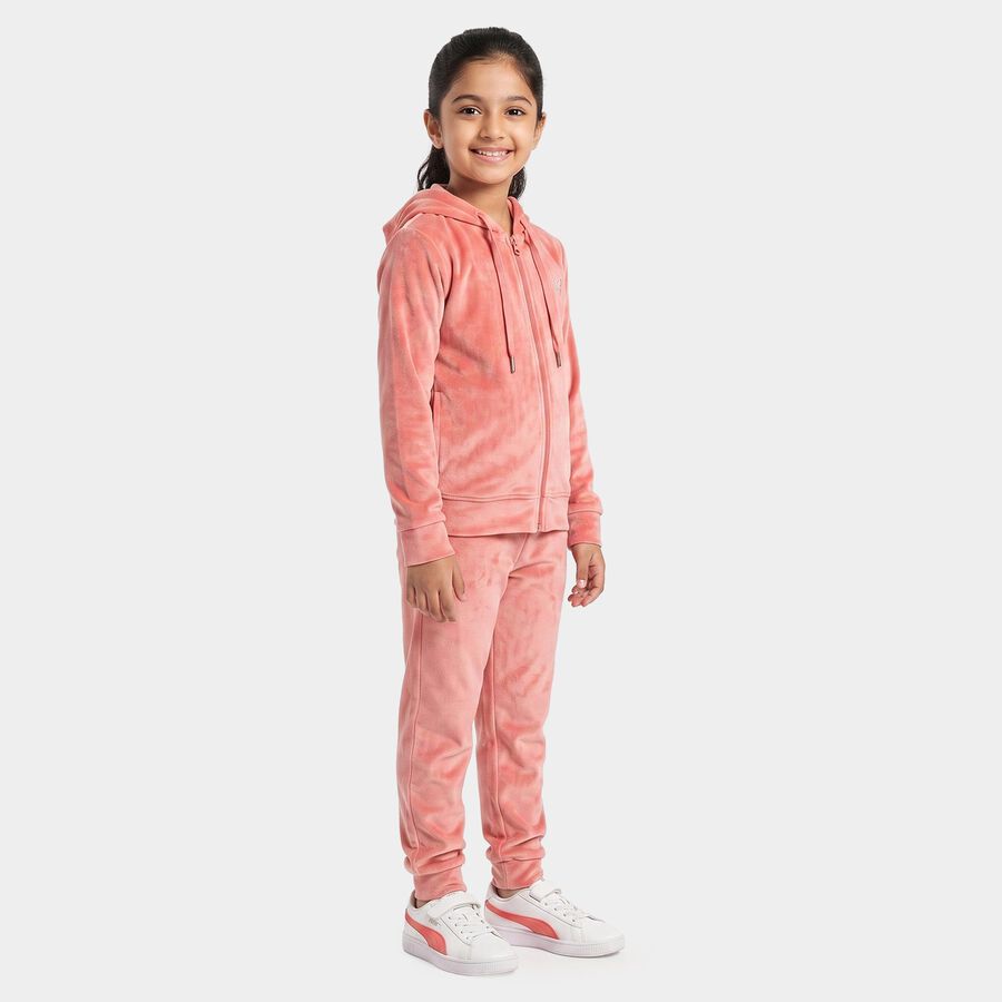 Girls Pink Hooded Neck Lounge Set Hipster Set, हल्का गुलाबी, large