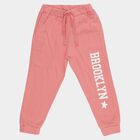 Girls' Pink Regular Fit Printed Pyjama, गुलाबी, small