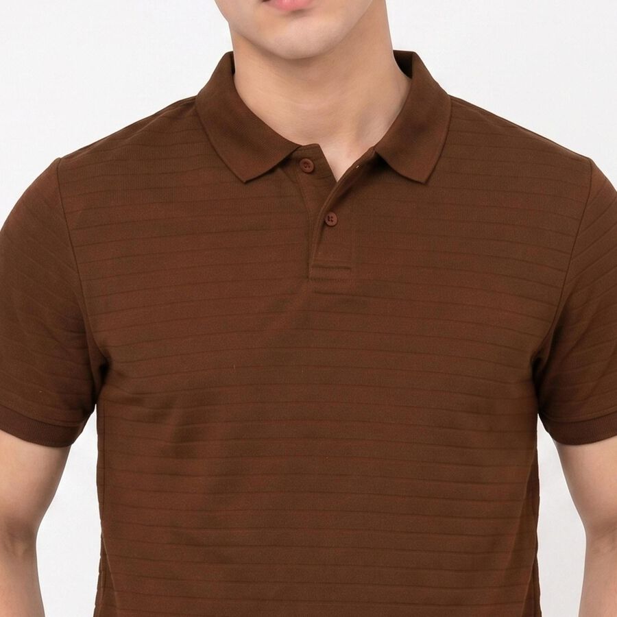 Men's Beige Polo Neck Polo T-Shirt, Beige, large