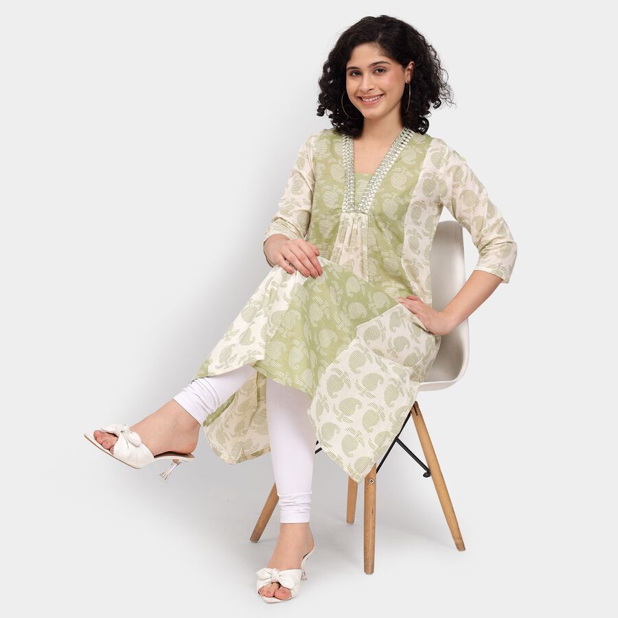 Ladies' Cotton Kurta, Light Green, large image number null
