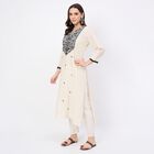 Women's Rich Eggshell White Mandarin Collar Sleeveless Straight Kurta, Off White, small