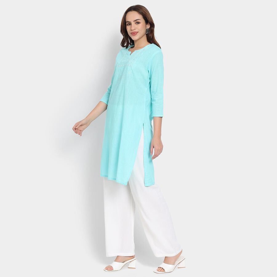 Ladies' 100% Cotton Kurta, Aqua, large image number null