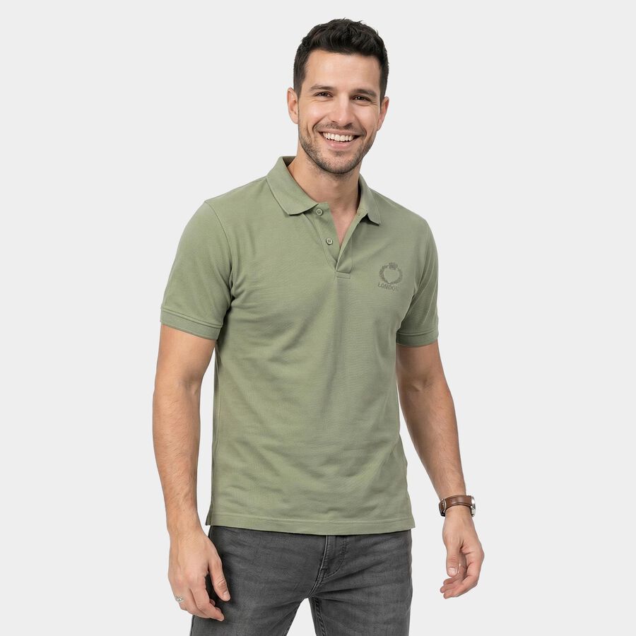 Men's Green Cotton Polo Neck Polo T-Shirt, Light Green, large