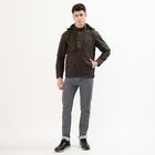 Men's Dark Olive Hooded Casual Jacket, Dark Green, small image number null