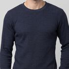 Men's Navy Blue Long Sleeve Thermal, मध्यम नीला, small
