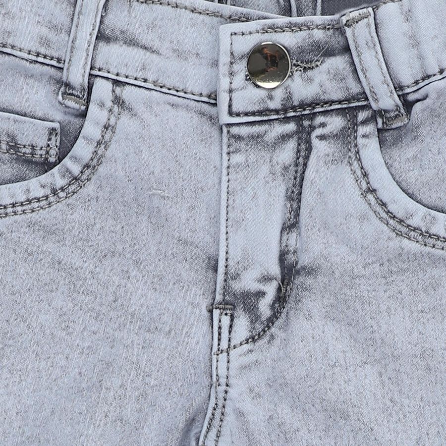 Girls' Light Blue Flared Fit Embellished Jeans, हल्का ग्रे, large image number null