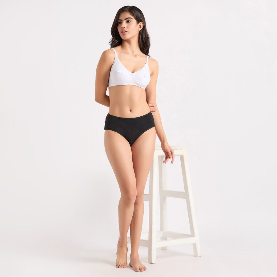 Ladies' 100% Cotton Non-Padded Bra, White, large image number null