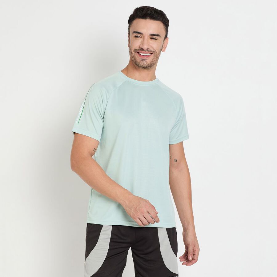 Men's Round Neck Half Sleeves T-Shirt, Light Green, large image number null