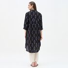 Women's Black Round Neck Straight Kurta, Black, small