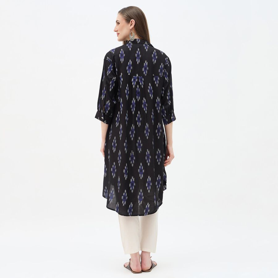 Women's Black Round Neck Straight Kurta, Black, large