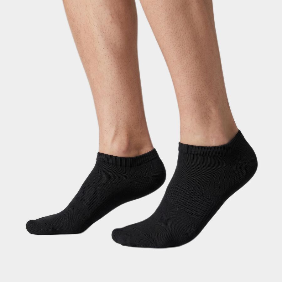 Men's Ankle Length Pack of 3 Socks ( Grey, White, Black ), Black, large