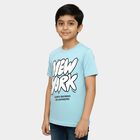Boys Light Blue Round Neck Casual Graphic T-Shirt, Light Blue, small image number null