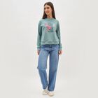 Women's Light Sage Green Crew Neck Casual Sweatshirt, हल्का हरा, small image number null