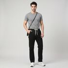 Men's Black Straight Fit Drawstring Jeans, काला, small