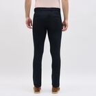Men's Jet Black Slim Fit Flat-Front Trousers, Navy Blue, small image number null