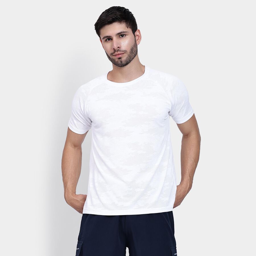 Men's Round Neck Half Sleeves T-Shirt , White, large image number null